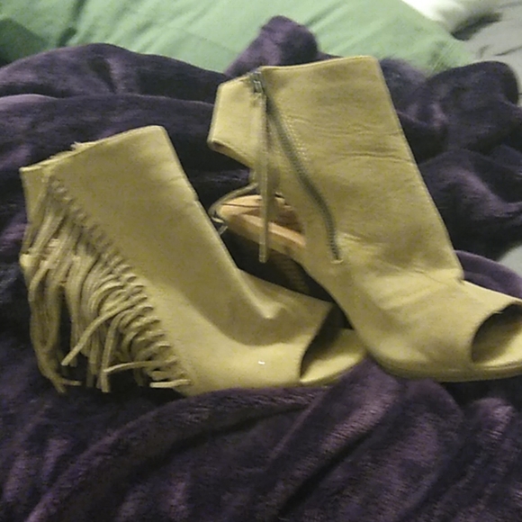 Fabric and leather open tied boots - Picture 1 of 1